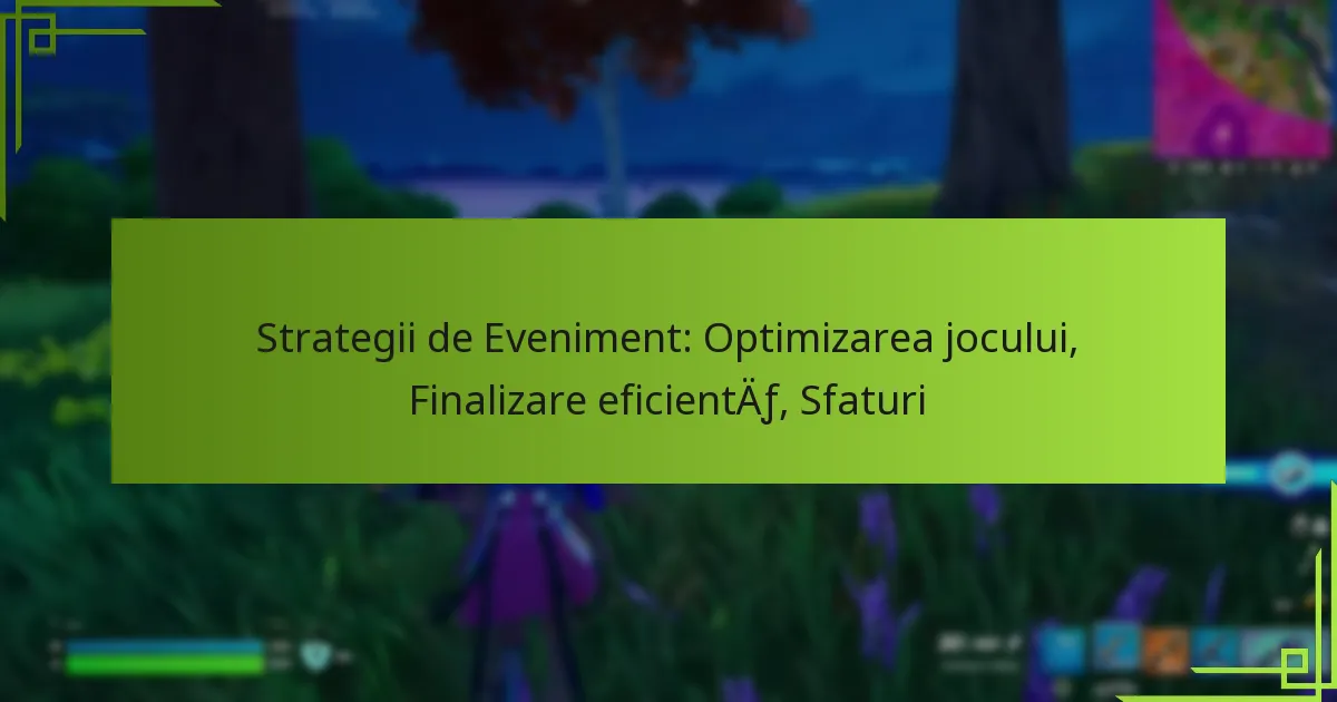 Strategii de Eveniment: Optimizarea jocului, Finalizare eficientă, Sfaturi